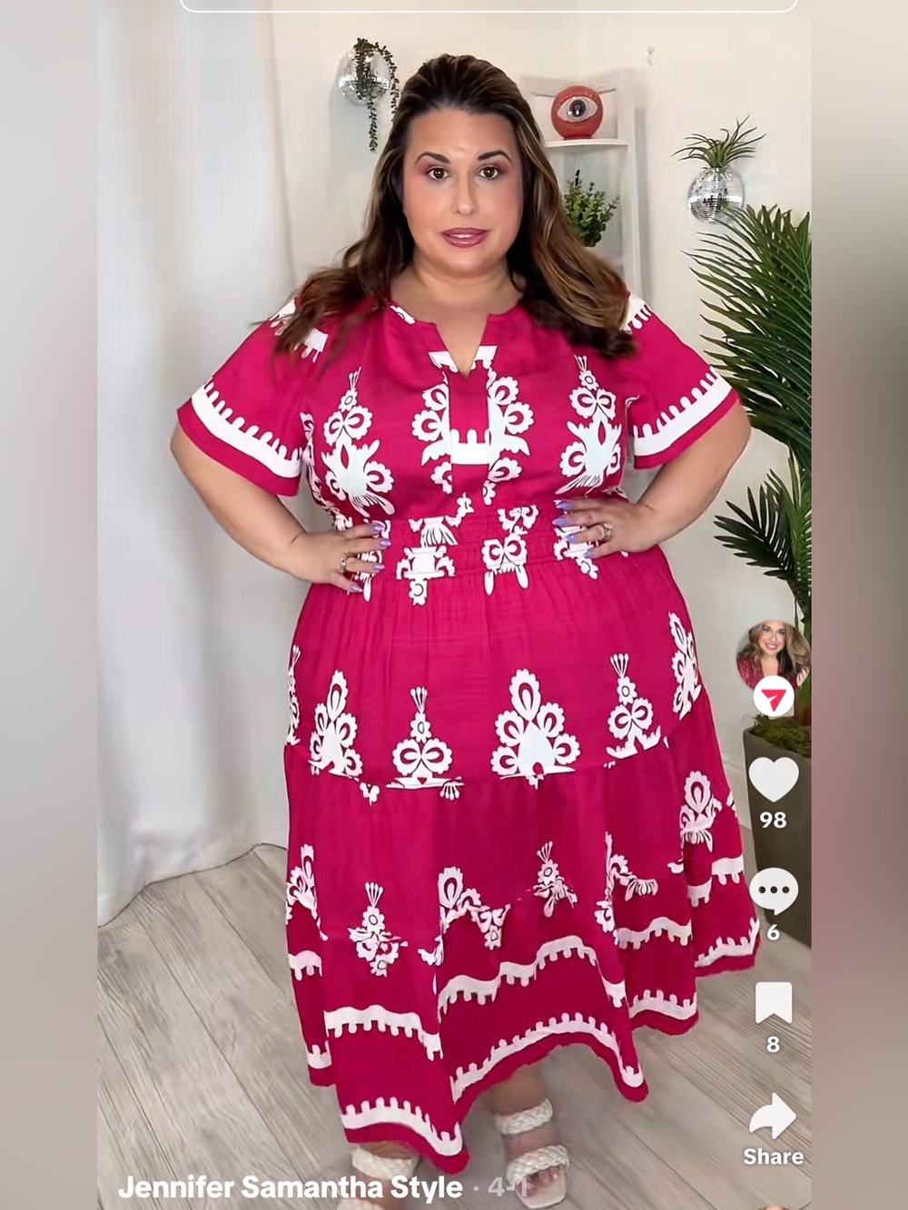 Plus Size Boho Print Midi Dress